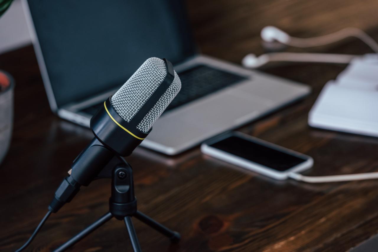 Professional podcast microphone setup